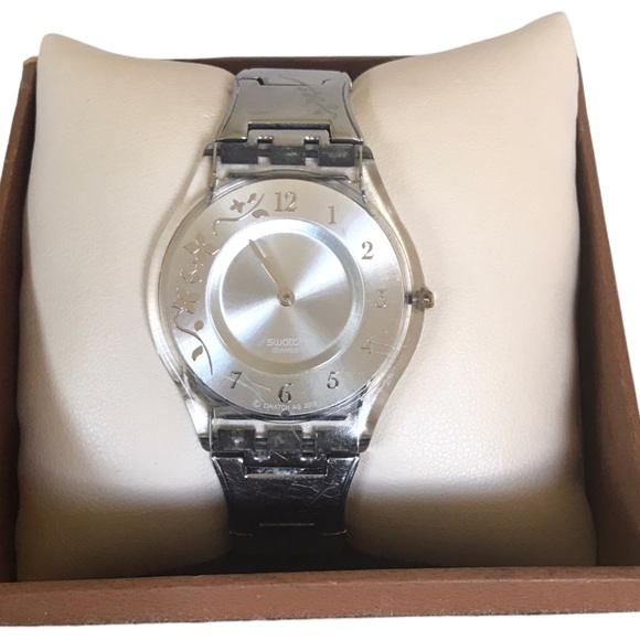 Womens Swatch Watch Climber Flowery Stainless Steel Links Round Transparent Face - Picture 4 of 11